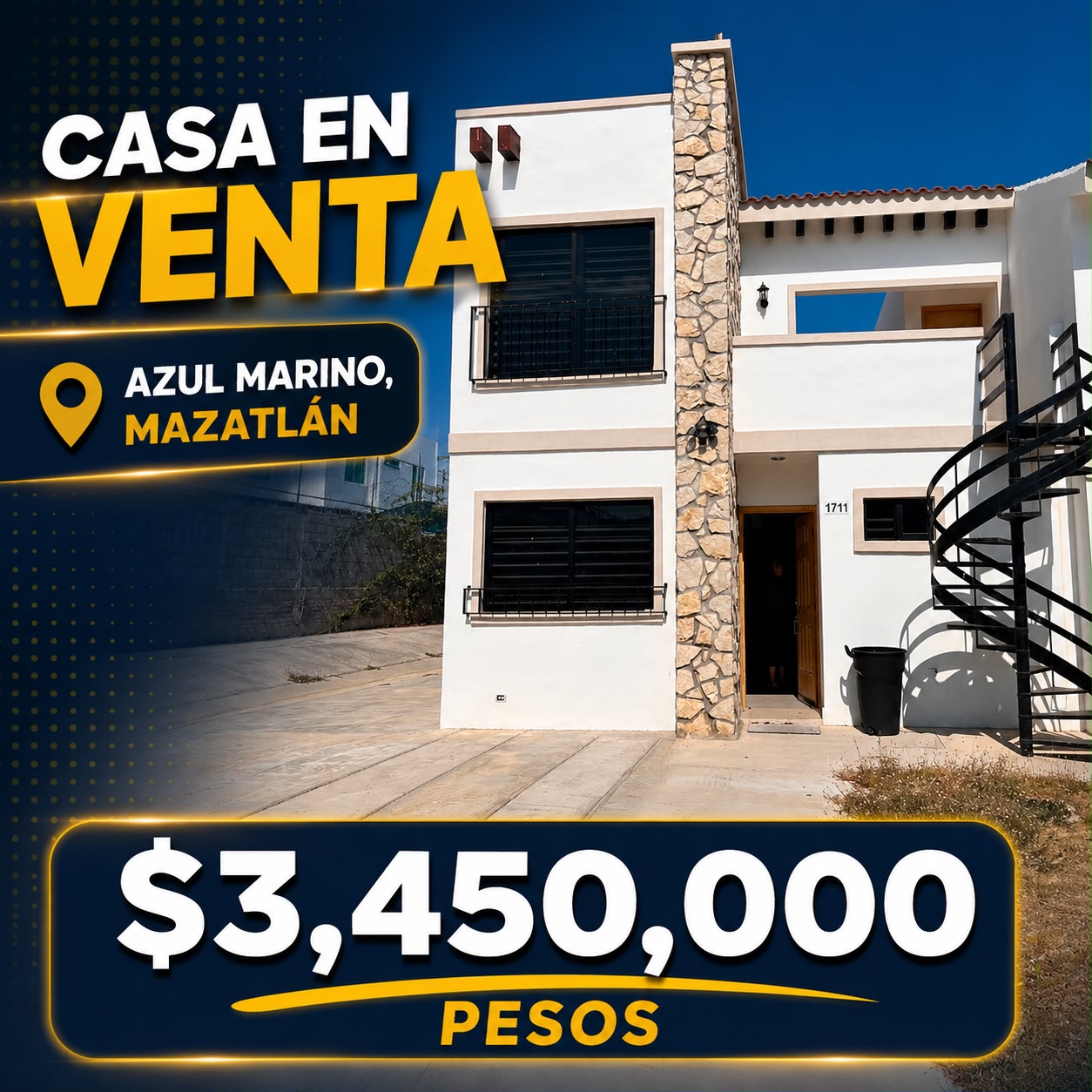 00236, CASA EN VENTA EN MAZATLAN, SINALOA (FRACC. AZUL MARINO)