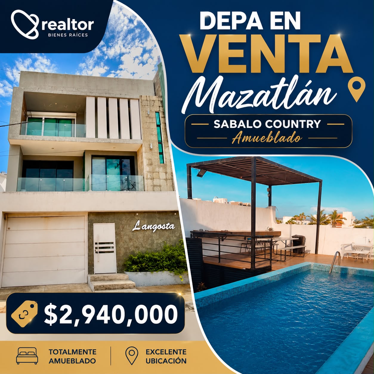 00253, DEPARTAMENTO AMUEBLADO EN VENTA EN MAZATLAN, SINALOA (ZONA DORADA)